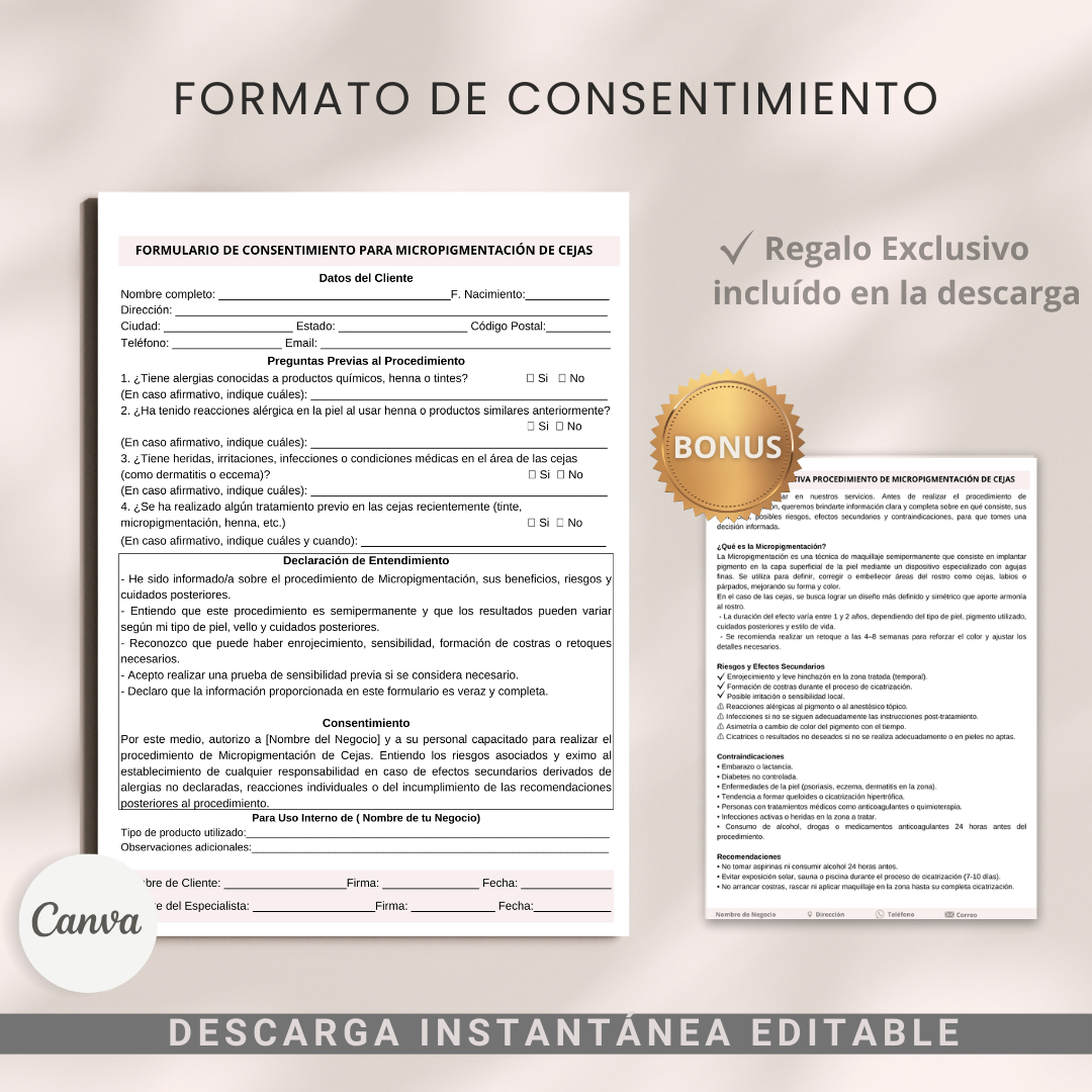 Formulario de Consentimiento para Micropigmentación de Cejas