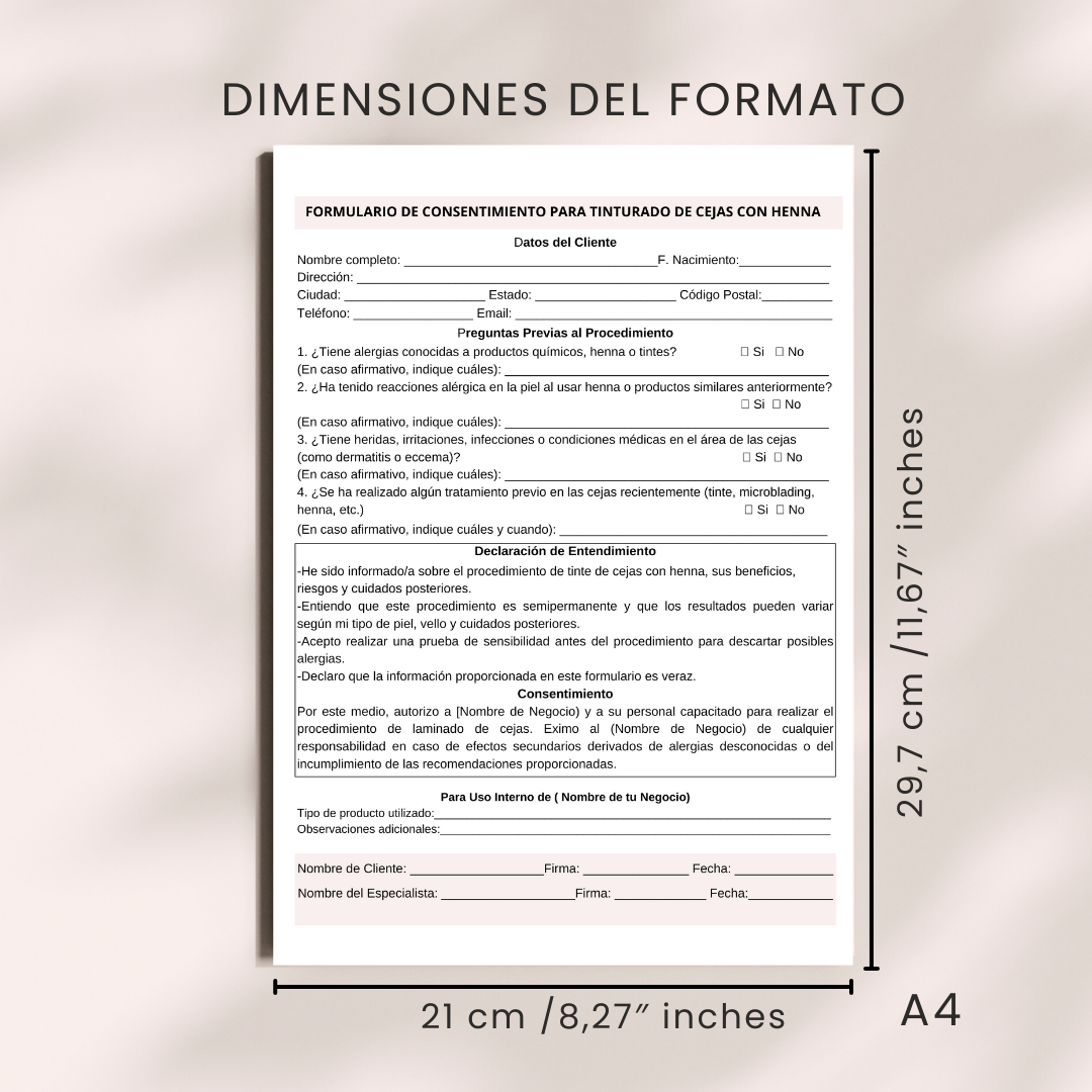 Formulario de Consentimiento para Tinturado de Cejas con Henna
