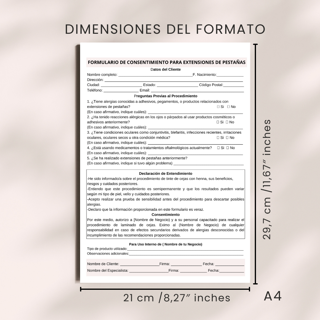 Formulacio de Consentimiento para Extensiones de Pestañas