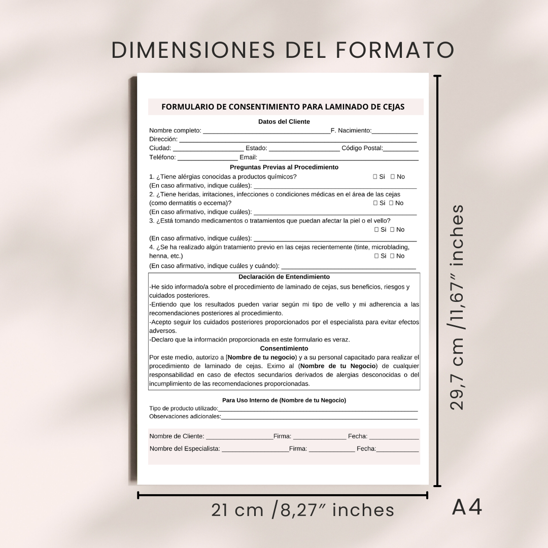 Formulario de Consentimiento Laminado de Cejas